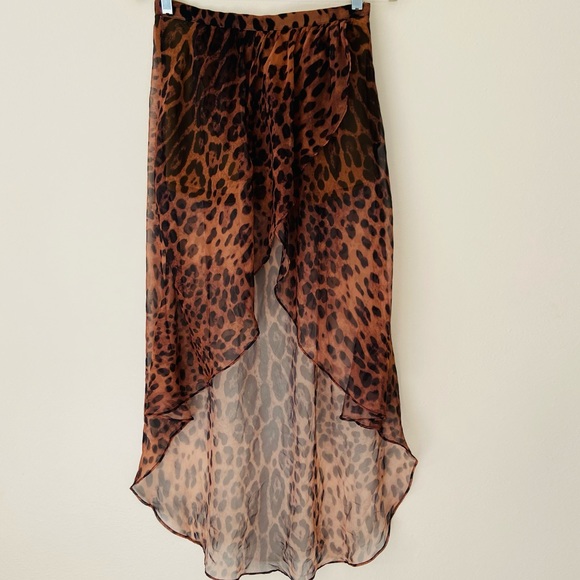 San joy leopard print asymmetrical high low  mini skirt - Picture 8 of 10